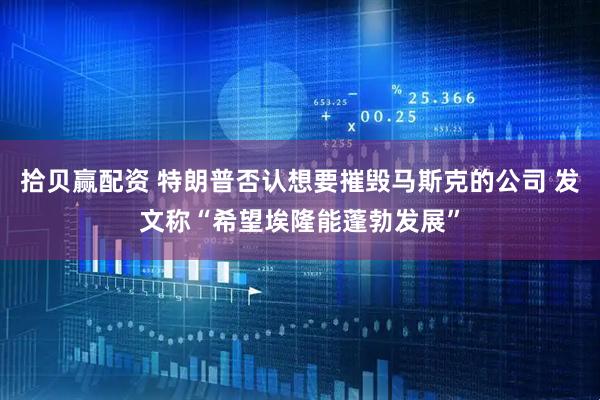 拾贝赢配资 特朗普否认想要摧毁马斯克的公司 发文称“希望埃隆能蓬勃发展”
