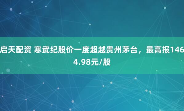 启天配资 寒武纪股价一度超越贵州茅台，最高报1464.98元/股